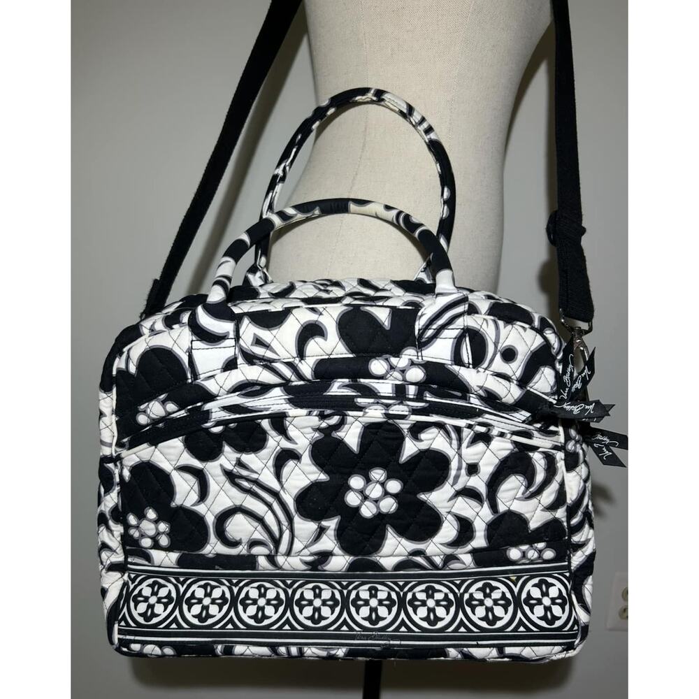 Vera Bradley NIGHT & DAY Metropolitan Bag Carry On Tote Black White Floral - Picture 2 of 12